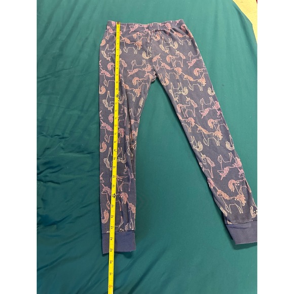 Girls Unicorn Pajama Pants Sleepwear Bottoms Navy Pink Sparkle Size M - Picture 2 of 5
